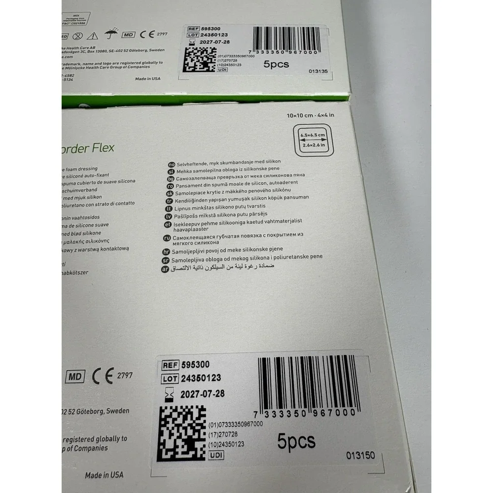Mepilex Border Flex 4x4 Foam Bandage Dressing 10x10cm Lot 2 Boxes Sealed